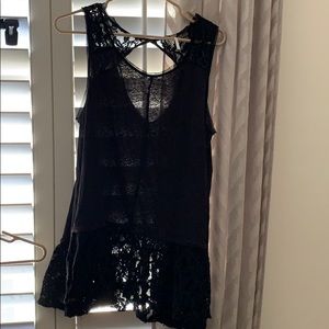 Free People Lace Tank Top with keyhole back size L